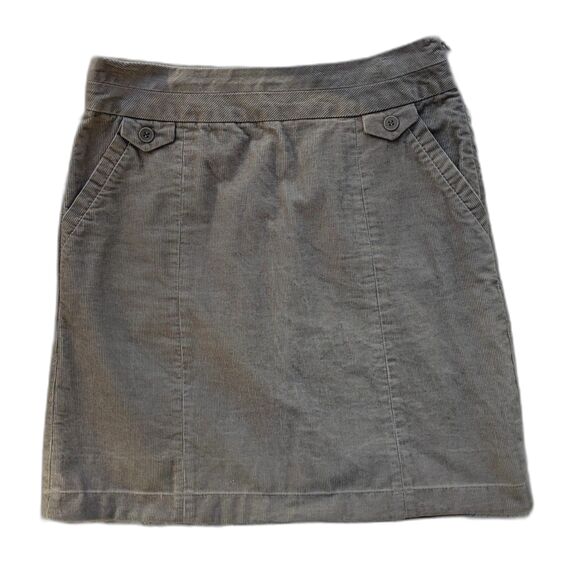 JIGSAW LONDON Sage Green / Taupe Mod 60s Vibe Corduroy Mini Skirt w/Pockets Sz 4 - Picture 1 of 6